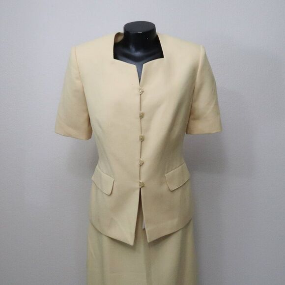 Emily Light Yellow Skirt Suit Size 12 - Picture 1 of 13